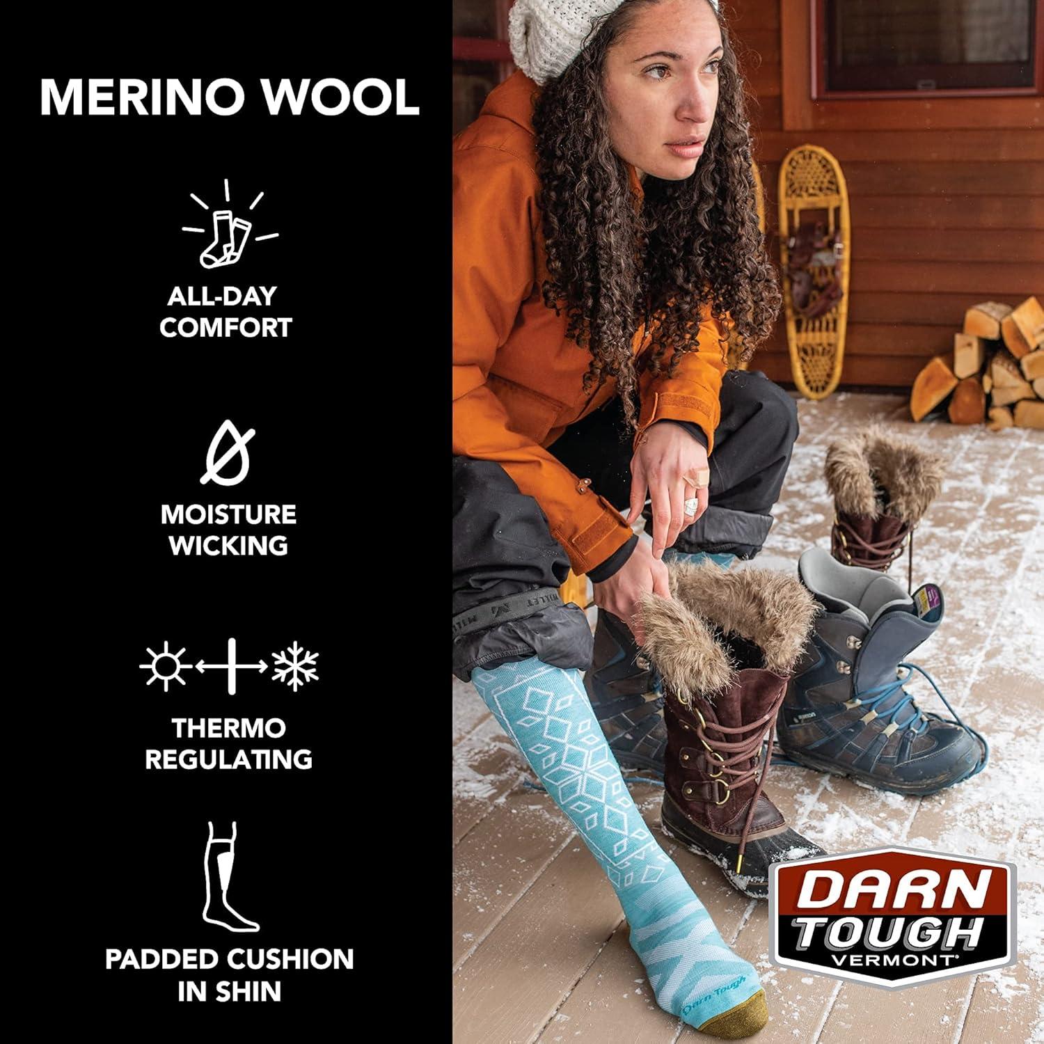 imageDarn Tough Womens Traverse OTC Lightweight with Padded Shin Ski and Snowboard Sock Style 8022 Eclipse